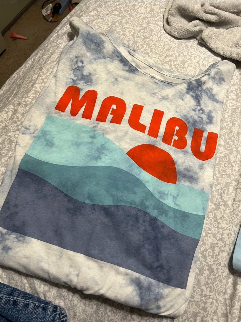 Old Navy Tie-Dye Malibu Graphic Tee — Blue & Red